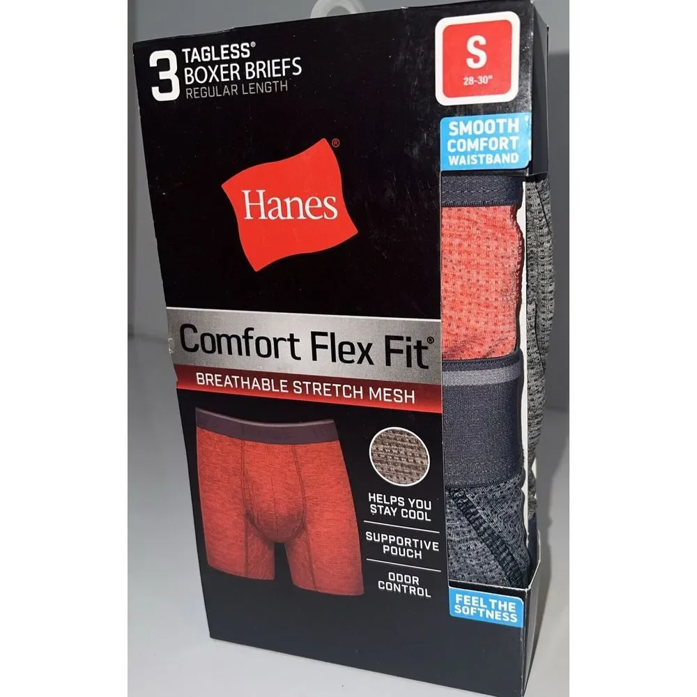 Hanes Men's Boxer Briefs‎ Comfort Flex Fit Cotton Modal Size Small 28-30 3 Pack